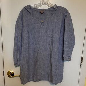 J. Jill Blue Linen-Cotton Blouse